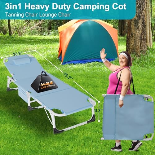 ABORON Extra Wide 28-Inch Folding Camping Cot for Adults with Mattress - Image 4