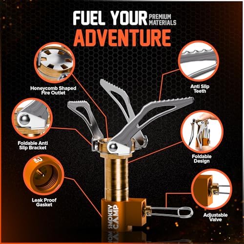 Mini 3000W Camping Stove, Ultralight Backpacking Camp Stove with a Carrying Case and an Additional Adapter, Compatable with Isobutane and Propane Tanks, Portable and Collapsible - Image 3