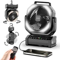 Socool Camping Fan with Light - 20000mAh Rechargeable Battery Fan, 112Hrs Max Run Time, 9 Speeds, Digital Display, Timer, Auto Oscillation, 270° Pivot & Hook for Camping, Power Outage, Hurricane by Socoolfancoolinhand