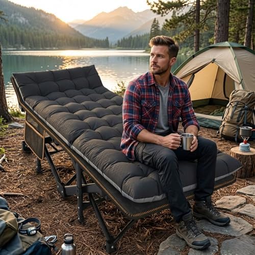 LILYPELLE Oversized XXL Folding Camping Cot, 32" Heavy Duty Sleeping Cots - Image 4
