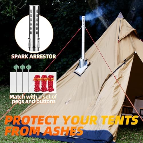 Hot Tent Stove, AVOFOREST 304 Stainless Wood Burning Stove, Portable Wood Stove with 6 Stainless Chimney Pipes for Outdoor Heating & Cooking, Ice Fishing, Hunting - Image 7