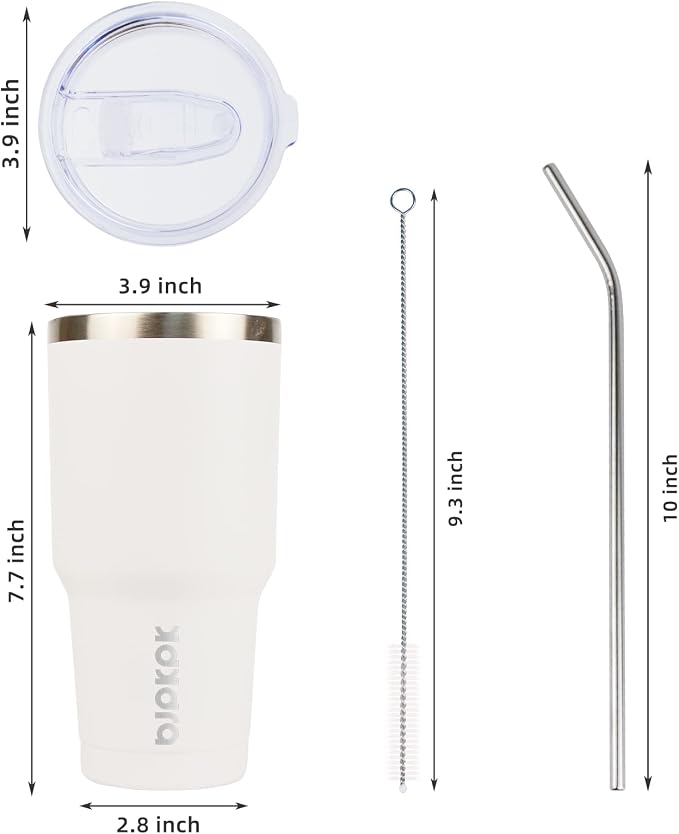 BJPKPK 30oz White Stainless Steel Tumbler With Lid And Straw Reusable Insulated Coffee Travel Thermal Tumblers Cup - Image 3