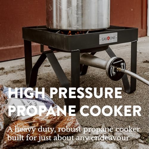 GasOne 200K BTU Propane Burner – Heavy-Duty Propane Stove – Outdoor Burner with Adjustable 0-20Psi Regulator and Steel Braided Hose – Ideal for Home Brewing, Turkey Fry - Image 2