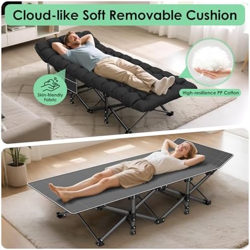 Suteck Camping Cot, Folding Camp Bed for Adults with Soft Thicker Cushion - Image 5