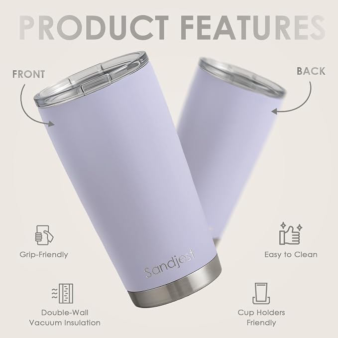 SANDJEST Blue Tumbler 20oz Stainless Steel Double Wall Vacuum Insulated, Travel Coffee Cup, Gifts for Men Women Birthday Christmas - Image 2