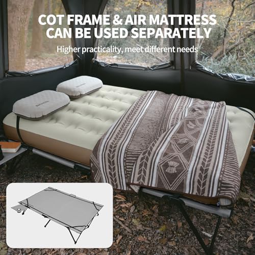 Naturehike Queen-Sized Airbed Cot Combo, Folding 2 Person Camping Cot with Air Mattress, Side Table and Wheeled Carry Bag, Camping Bed for Outdoor Camp Guests (Pump Not Included) - Image 6