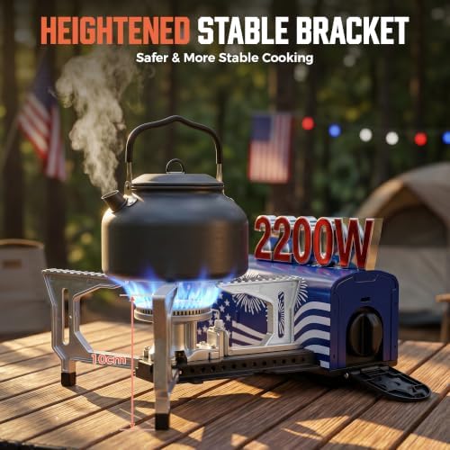 BIG HORN OUTDOORS Butane Camping Stove, Portable Folding Gas Burner with Carry Bag for Camping, Emergency Use, Outdoor Cooking & 4th of July Parties - Image 7