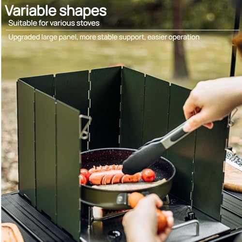 Foldable Camping Stove Windscreen, Green Aluminum Outdoor Windshield Gas Stove Lightweight Wind Screen for Camping, Wind GuardGlamping, Hiking, Picnic, Backpacking - Image 3