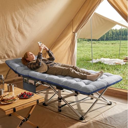 ABORON Camping Cot for Adults, 28 in Wide Folding Bed with Mattress - Image 3