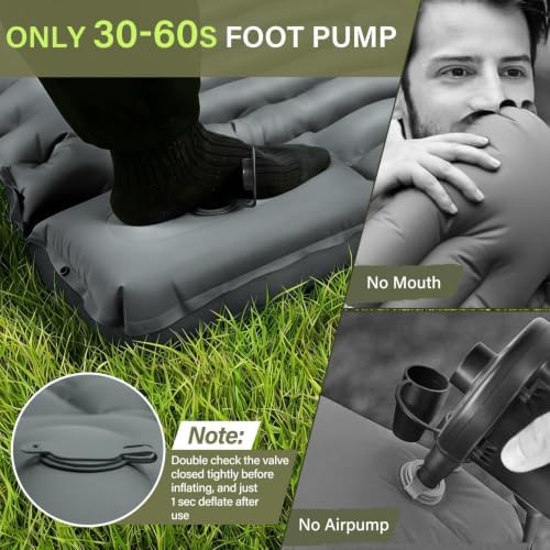 FUN PAC Ultralight Inflatable Ca Camping Sleeping Pad, Ultralight Camping Mat with Pillow Built-in Foot Pump Inflatable Sleeping Pads Compact for Camping Backpacking Hiking Traveling - Gray - Image 6
