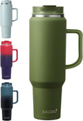 EALGRO 50 oz Tumbler with Handle, Insulated Tumblers with Lid and Straw, Large Metal Sports Water Bottle Jug, Thermal Stainless Steel Travel Coffee Mug Cup, Army Green by EALGRO