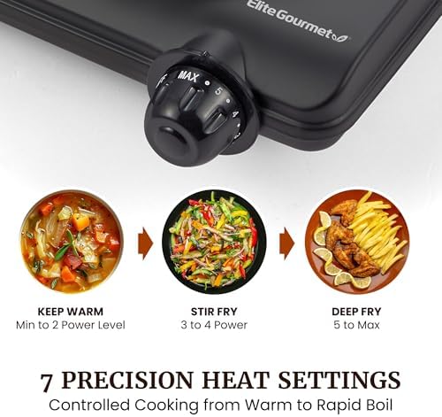 Elite Gourmet Electric Burner, 1000W Cast Iron Hot Plate, 7 Heat Settings - Image 4