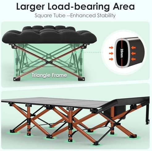 Suteck Camping Cot, Folding Camp Bed for Adults with Soft Thicker Cushion - Image 5