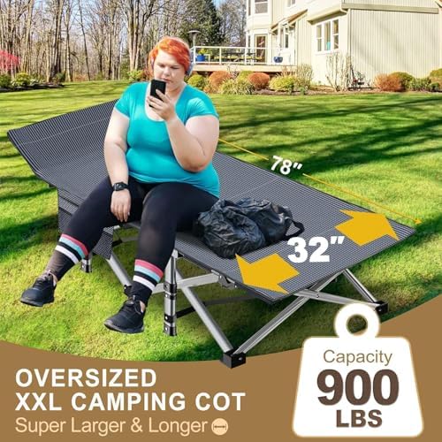DoCred Oversized XXL Folding Camping Cot with Pad - Image 4