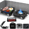2-Burner Pro Camping Stove,24000 BTU Camp Stove,Foldable Propane Stove Includes Carry Bag,Windscreen Griddle, Portable Stove,Camping Essentials,Suitable For Outdoor Cooking (Black) by Unknown
