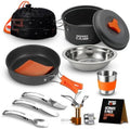 Smokey Camp Camping Cookware Mess Kit Set with Stove - Backpacking Camping Pots and Pans Set, All in One Non-Stick Camping Cooking Set, Portable Stove, Hiking, Picnic, Outdoor & Camping Cookware Set by SmokeyCamp