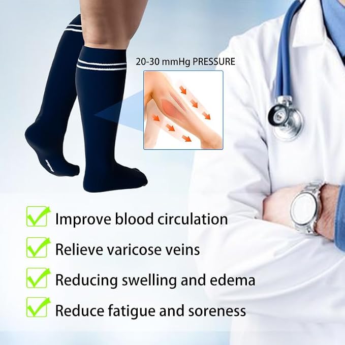 LEVSOX Compression Socks for Pregnant Women 20-30 mmHg Knee High Cute Funny - Image 4