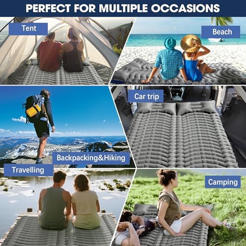 Double Camping Sleeping pad with Pillow & Built-in Foot Pump - Image 6