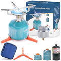 Collapsible Backpacking Camping Stove with 1LB Propane Tank Adapter, Stand by WADEOmakeyourlifebetter
