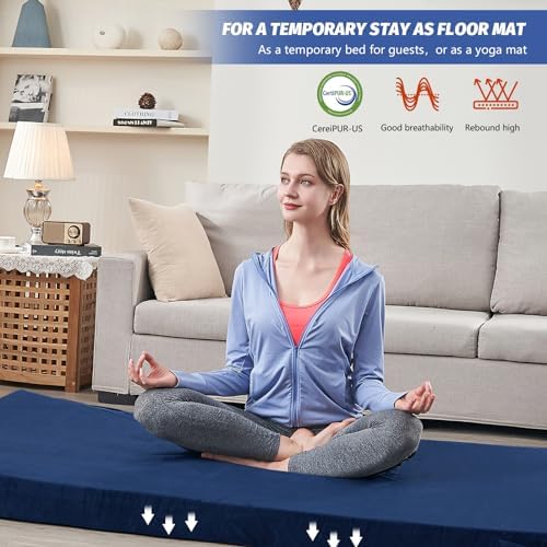 CYMULA Memory Foam Camping Mattress Pad, Sleeping Mat, Portable Roll Up Mattress for Adults, Camping Bed Pads for Sleepover, Car Bed with Travel Bag - Image 5
