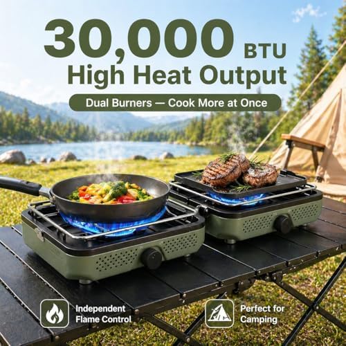Hisencn 2 Burner Camping Stove with Dual Griddles for Camping,RV Essentials - Image 4