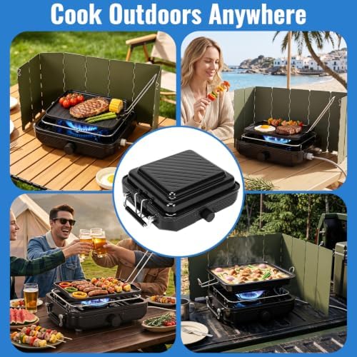 Uniflasy Propane Camping Stove with Carry Bag and Cookware Set - Image 3