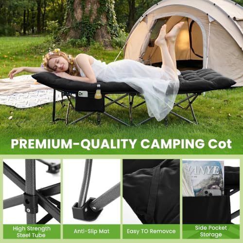 Camping Cot, Folding Camp Cot for Adults, Portable Outdoor Cot with Carry Bag & Mattress,Compact Bed for Travel,Guest,Home Office Nap - Image 3