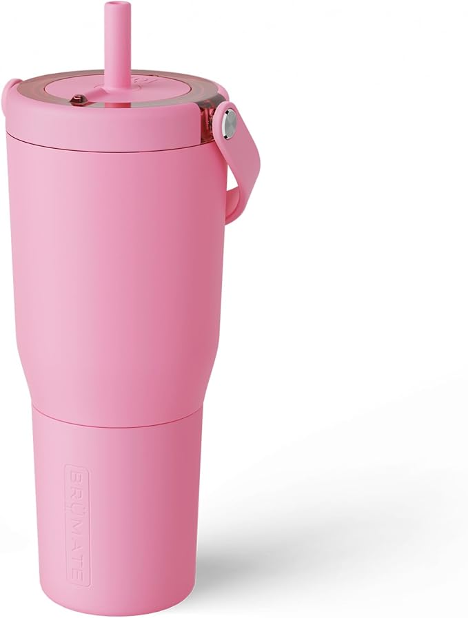 BrüMate Resa 35oz 100% Leakproof Travel Tumbler with Handle & Straw | Flexible SoftSip Straw | Silicone Sleeve for Durability | Stainless Steel | Cup Holder & Travel Friendly Water Bottle | (Primrose) by Br%C3%BCMate