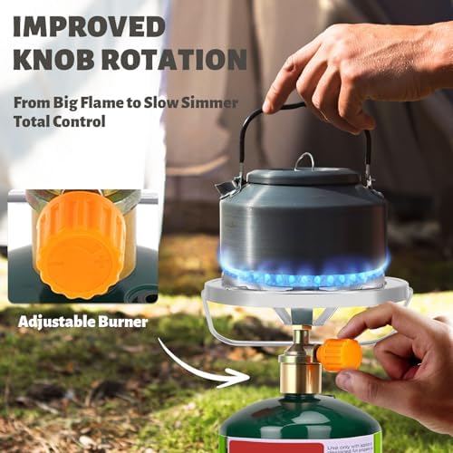 Propane Camping Stove, Portable Backpacking Stove with Adjustable Burner, Stable Camp Gas Stove for Outdoor Cooking, Single Burner Propane Stove for Hiking, Tailgating, Grilling (Fuel not Included) - Image 3