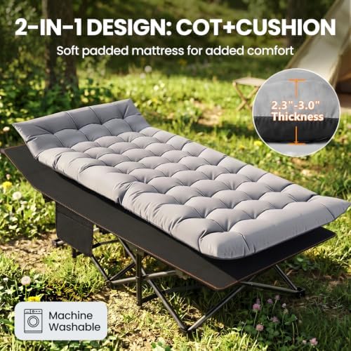 DoCred Folding Camping Cot with Mattress, Heavy Duty Folding Cot - Image 6
