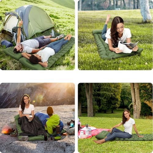 Sleeping Pad, Ultralight 40D Nylon Camping Mat Built-in Pump - Green - Image 7