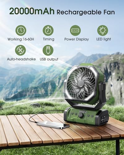 Portable Rechargeable Camping Fan 20000mAh Cordless Battery Powered Fans - Image 2