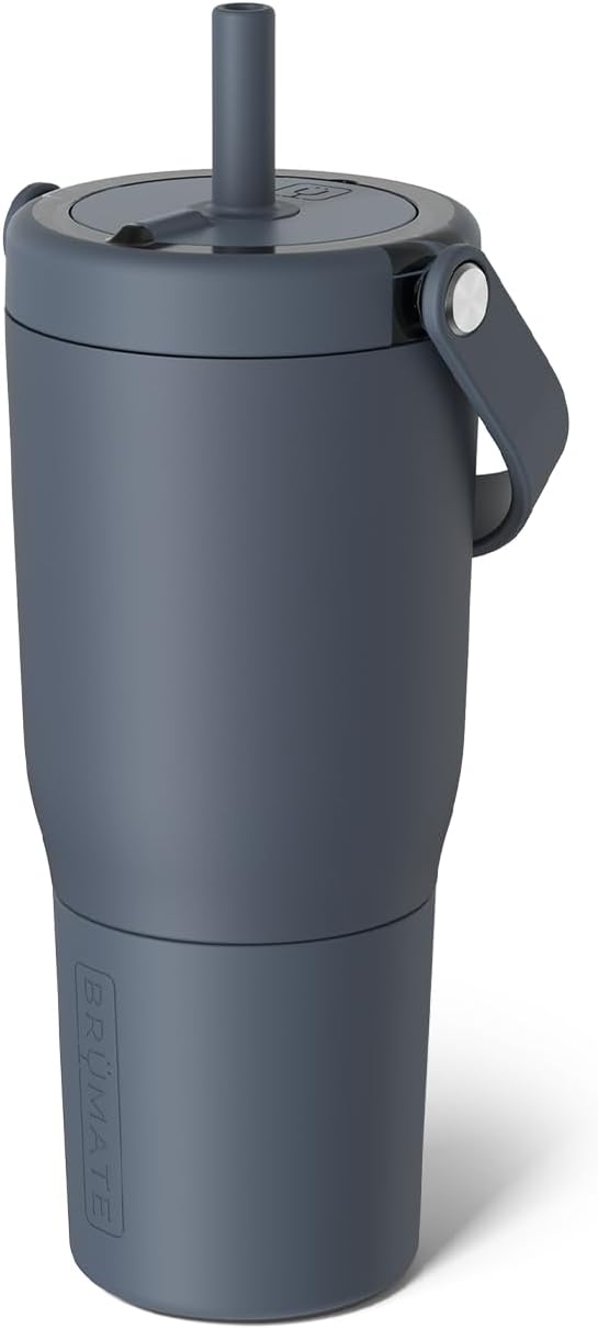 BrüMate Resa 25oz 100% Leakproof Tumbler w/Handle & Straw | Flexible SoftSip Straw | Silicone Sleeve for Durability | Stainless Steel | Cup Holder & Travel Friendly Water Bottle (Nightfall Blue) by Br%C3%BCMate