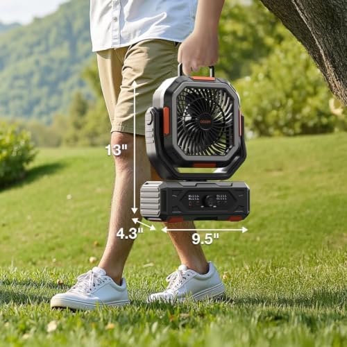 OGERY Portable Fan Rechargeable, 30000mAh Camping Fan for Tent, RV & Outdoor with Up to 322H Runtime, Battery Powered Fan with Remote, LED Lantern, Stepless Speed, Auto Oscillation, Camping Gear - Image 2