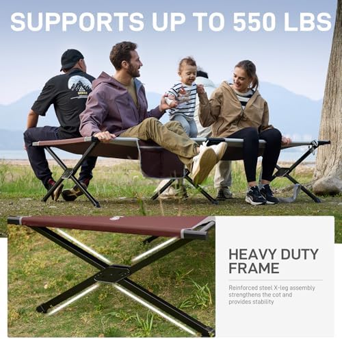EVER ADVANCED Extra Wide Camping Cot for Adults Oversized XXL Sleeping Cots Folding Cot Bed with Carry Bag, 84.3" L x 41.9" W, Support to 550 lbs - Image 3