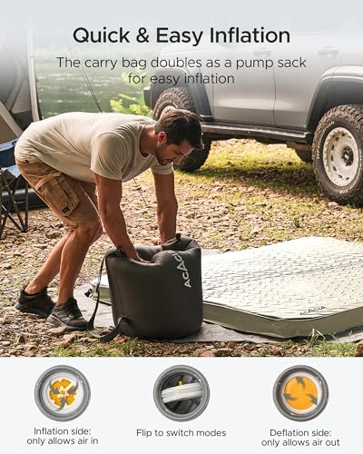 Acacia 4" Thick Self Inflating Sleeping Pad with Foam, Innovative Y-Shaped Telescopic Structure, Ultraportable Camping Air Mattress with Pump Sack, Easy Roll Up Sleep Bed for Travel Tent Car - Image 6