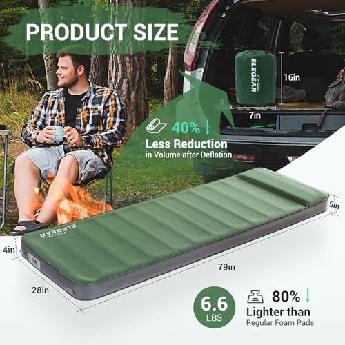 Elegear Air & Foam Self Inflating Sleeping Pad 4" Built-in Electric Pump - Image 6