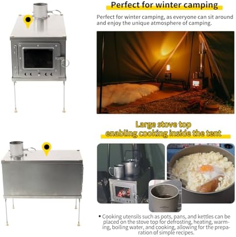 Soomloom foldable titanium wood-burning stove WintourULtai0.5mmlightweight compact durable portable folding wood burning outdoor camping hiking bushcraft ultralight cooking heatingfirewood stove - Image 3