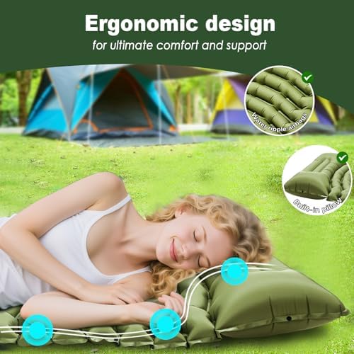 Ultralight Camping Sleeping Pad with Pillow & Built-in Foot Pump - Image 3