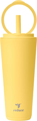 REDUCE Halo 32 oz Stainless Steel Vacuum Insulated Tumbler - Spill Proof Travel Mug with Flip Handle Lid - Keeps Drinks Cold for 32 Hrs - Dishwasher Safe - Cupholder Friendly - Pineapple by Reduce