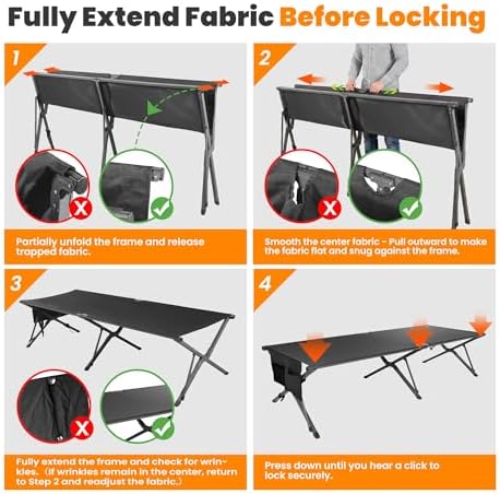 Heavy Duty Camping Cot for Adults, 31.5'' Wide Folding Cot, Support 400LBS - Image 7