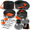 Smokey Camp Camping Cookware Mess Kit Set with Stove - Backpacking Camping Pots and Pans Set, All in One Non-Stick Camping Cooking Set, Portable Stove, Hiking, Picnic, Outdoor & Camping Cookware Set by SmokeyCamp