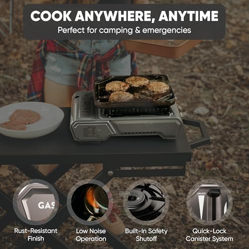 GasOne GS-5900A 15,000 BTU Portable Butane Camping Stove with Heavy Duty Case: Automatic Ignition, High Output, Precise Heat Control - Camping & Tailgating and Outdoor Cooking - Image 5