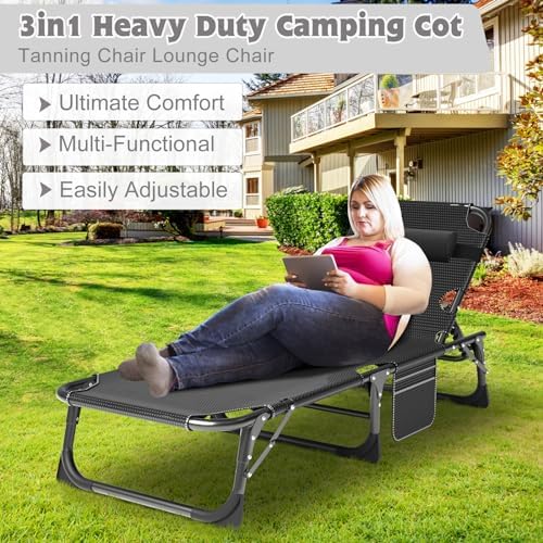 ABORON Extra Wide 28-Inch Folding Camping Cot for Adults with Mattress - Image 3