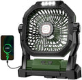 Camping Fan Rechargeable, 20000mAh Battery Powered Portable Fan with LED Light, 4-Speed 180° Adjustable, Camping Essentials for Tent, Travel, Car, Outdoor, Indoor, BBQ, Fishing, Jobsite - Green by Unknown