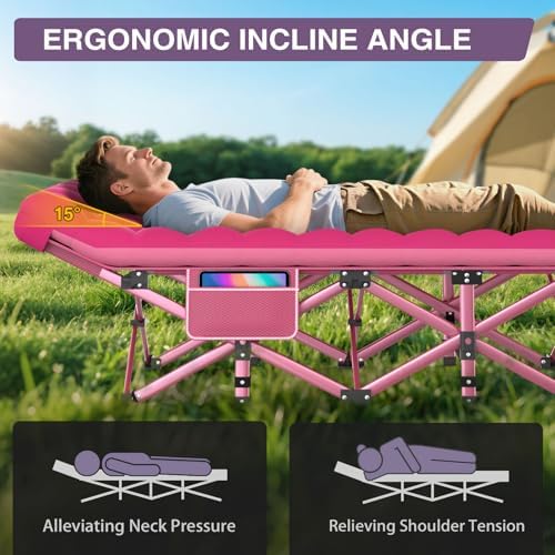 ZENPETIO Folding Camping Cot for Adults, 28" Heavy-Duty Portable Cots Bed - Image 2