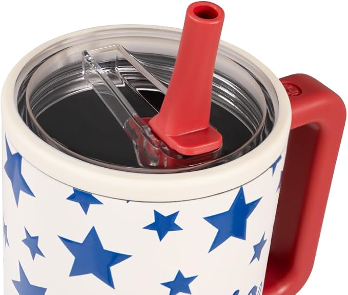 HydroJug Traveler - 40 oz Water Bottle with Handle & Flip Straw - Fits in Cup Holder, Leak Resistant Tumbler-Reusable Insulated Stainless Steel & Rubber Base - Gifts for Women & Men, Americana - Image 3