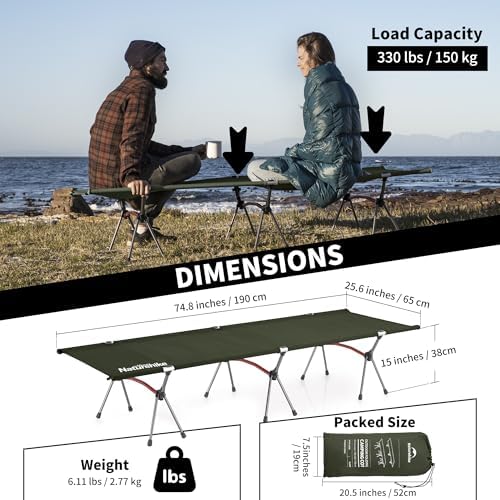 Naturehike ArmyWild Folding Camping Cot, Height Adjustable Ultralight Backpacking Cot, Portable Camping Bed for Camping Hiking Travel Home - Image 4