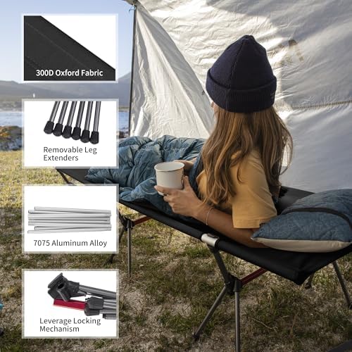 Naturehike ArmyWild Folding Camping Cot, Height Adjustable Ultralight Backpacking Cot, Portable Camping Bed for Camping Hiking Travel Home - Image 2