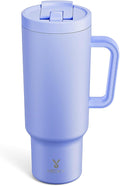 Meoky 40 oz Tumbler with Handle and Flip Straw, 100% Leakproof Tumbler with Lid and Straw, Stainless Steel Insulated Cup, Cupholder Friendly, Keeps Cold for 34 Hours (Lilac) by MEOKY
